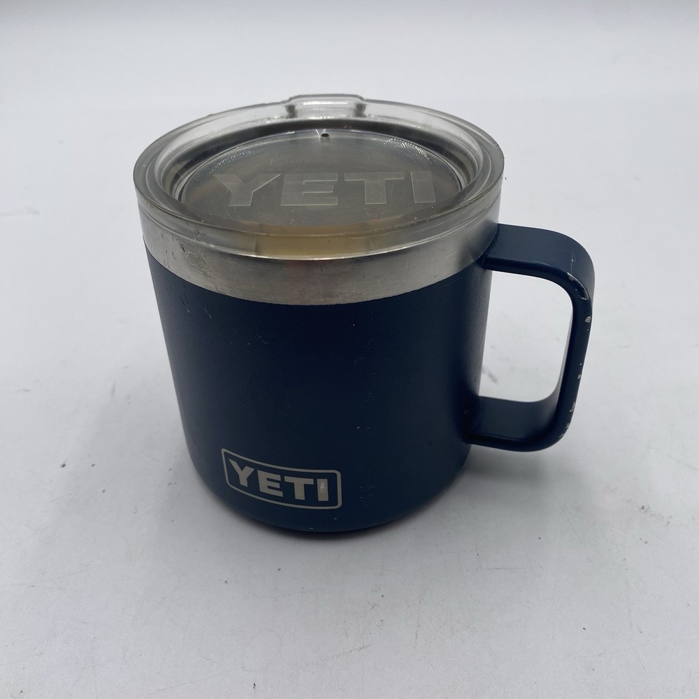 YETI‎ Rambler 14 oz Mug Navy Blue Vacuum Insulated Stainless Steel with Lid.